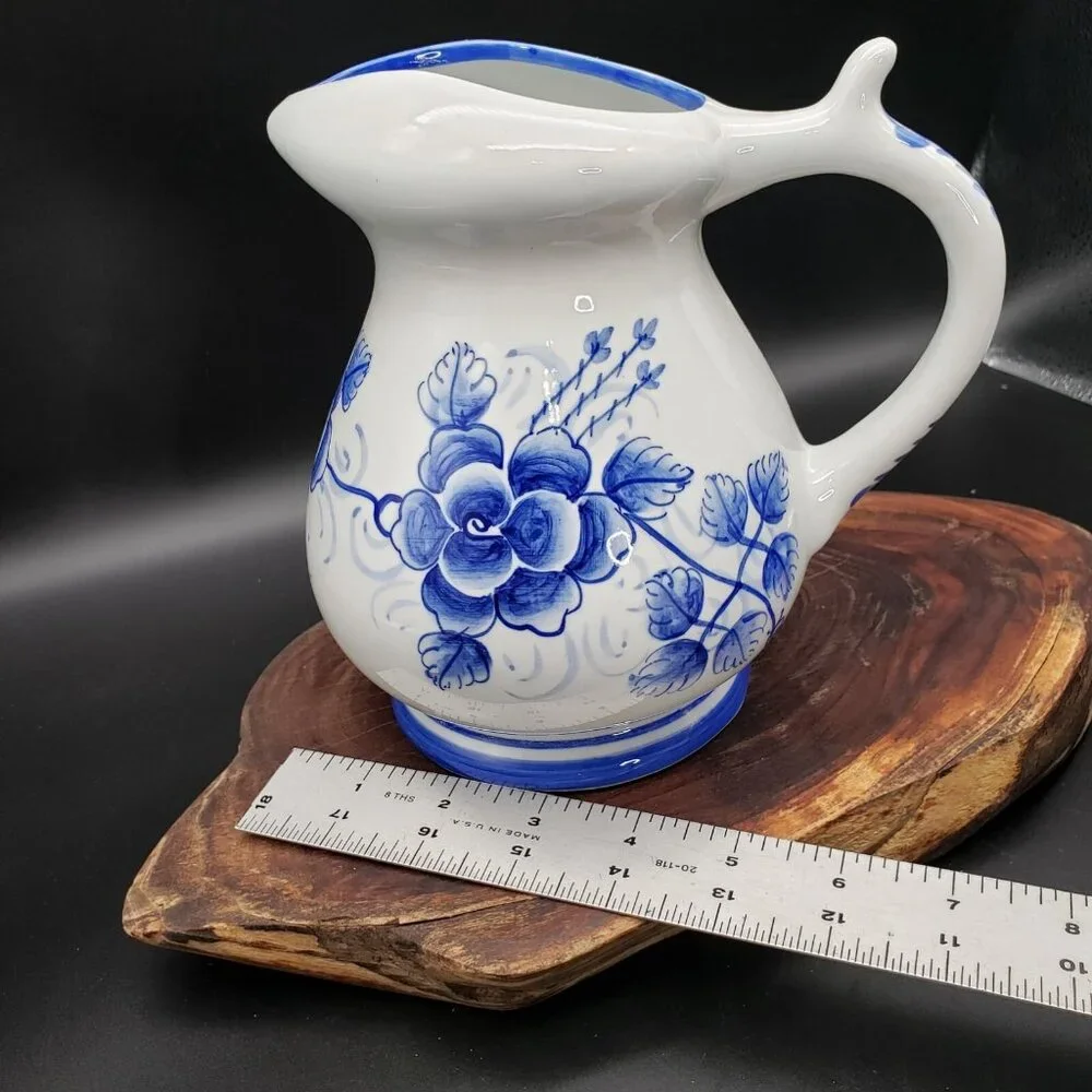 Blue White Floral Pitcher 7